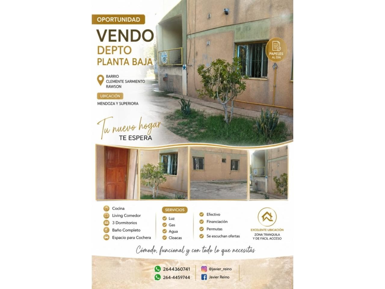 Venta Departamento - Rawson/ Financio - Permuto.