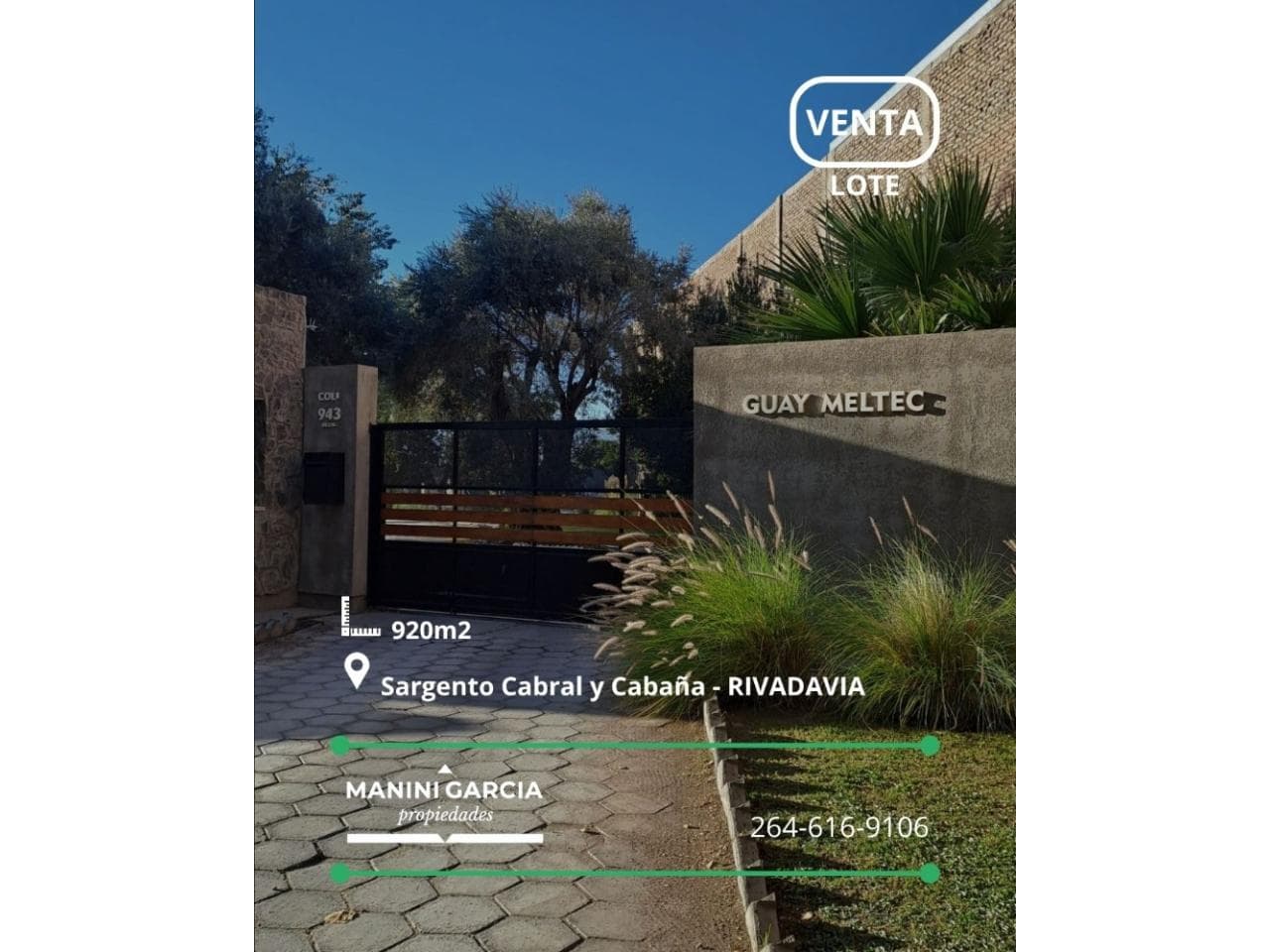 Venta - Lote De 920m2 - Barrio Privado Guay Meltec - Rivadavia