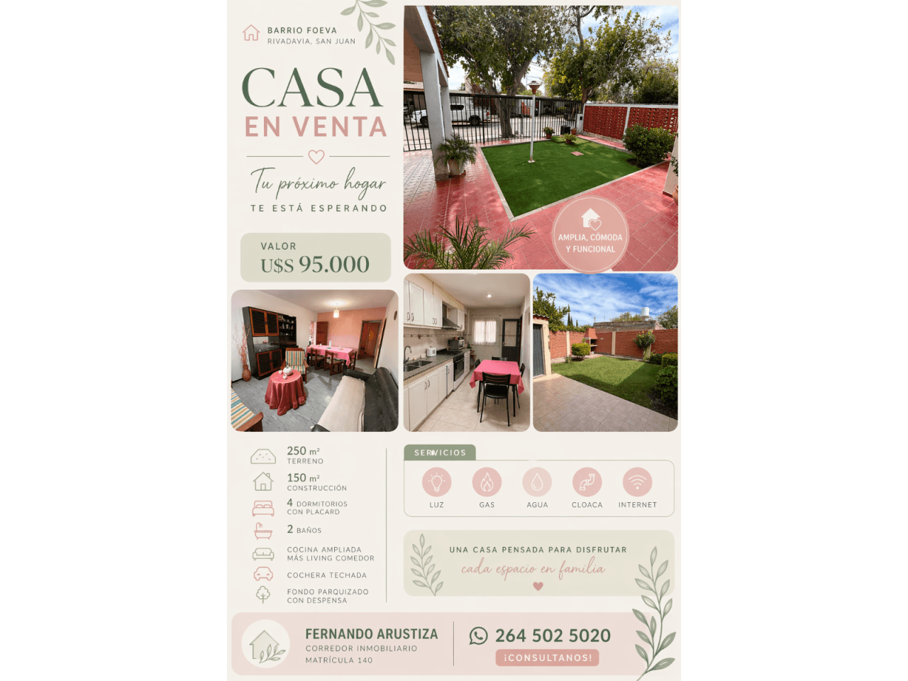 🔷 Arustiza 🔷 Vende Casa Barrio Foeva 4 Dorm 2 Baños