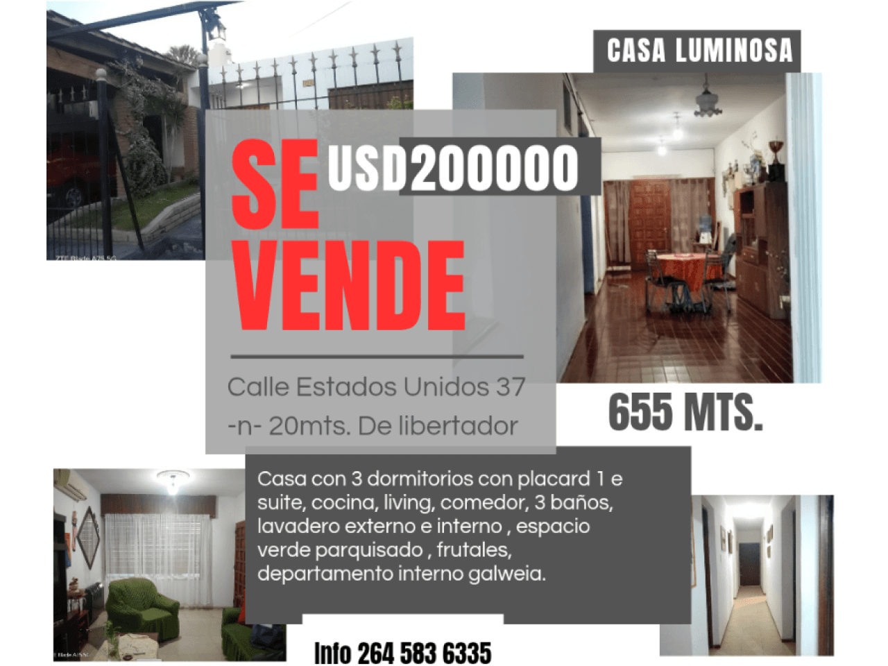 Vendo Hermosa Casa En Capital Por Estados  Unidos A Metros De Libertador
