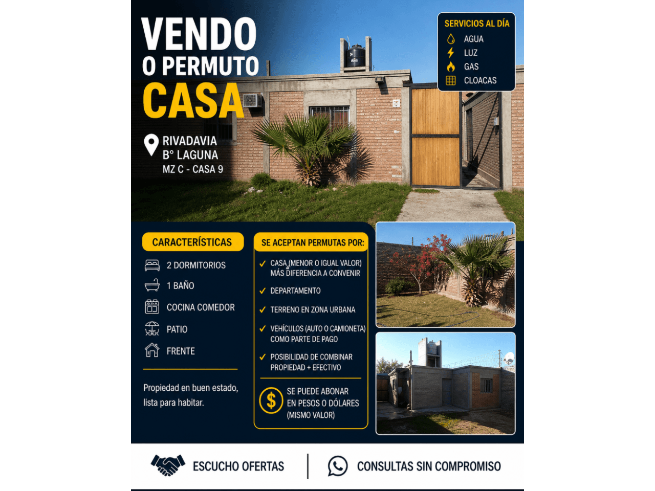 Vendo O Permuto Casa En Rivadavia - La Bebida