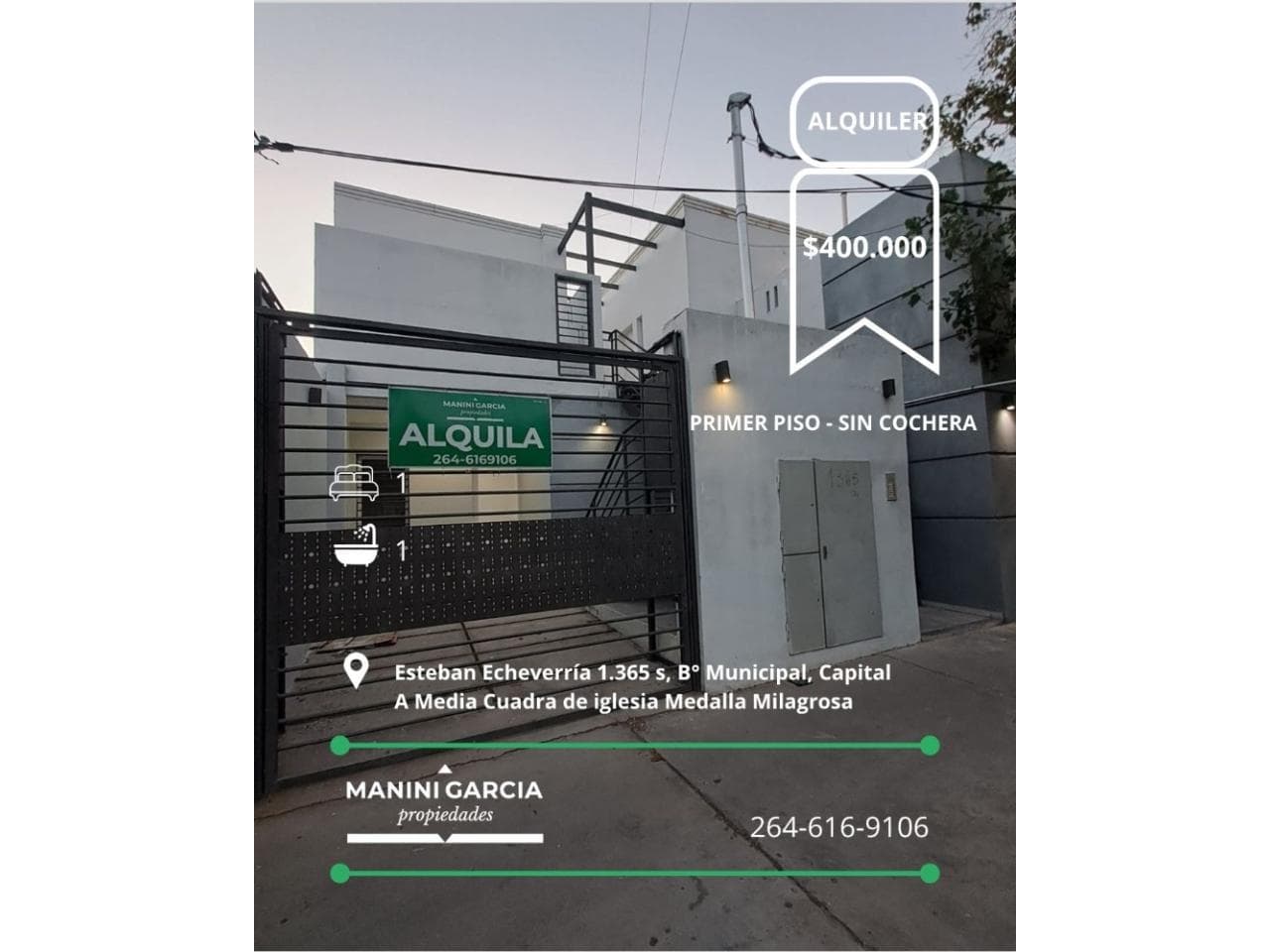 Alquiler Departamento - Zona Medalla  Milagrosa - 1 Dormitorio - Sin Cochera