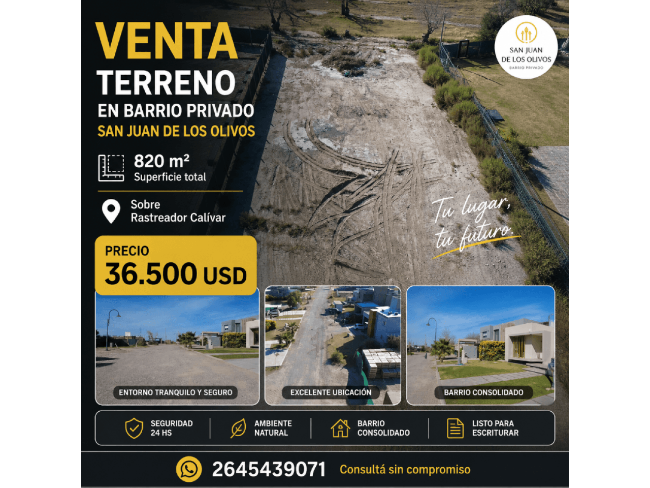 🏕️ Venta Terreno Barrio Privado San Juan De Los Olivos  820 M² Sobre Rastreador Calivar ‼️