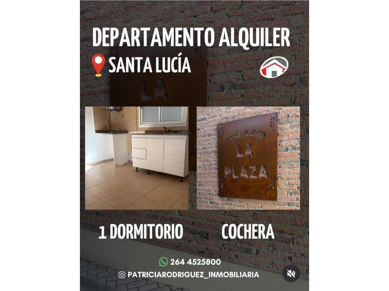 Inmobiliaria Alquila Departamneto Un Dorm En Santa Lucia A Una Cuadra De La Municipalidad