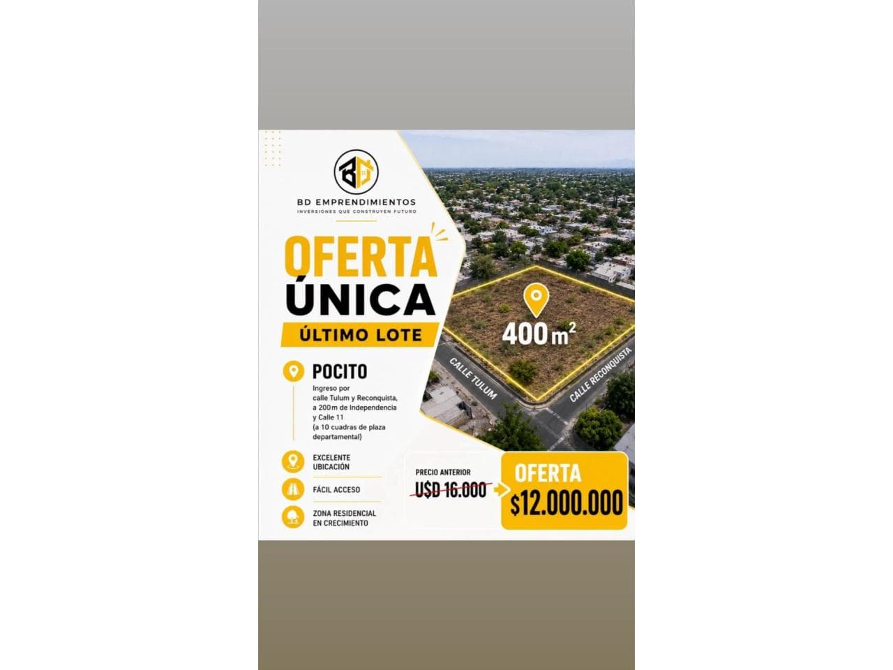 Venta. Lote 400m2 En Pocito