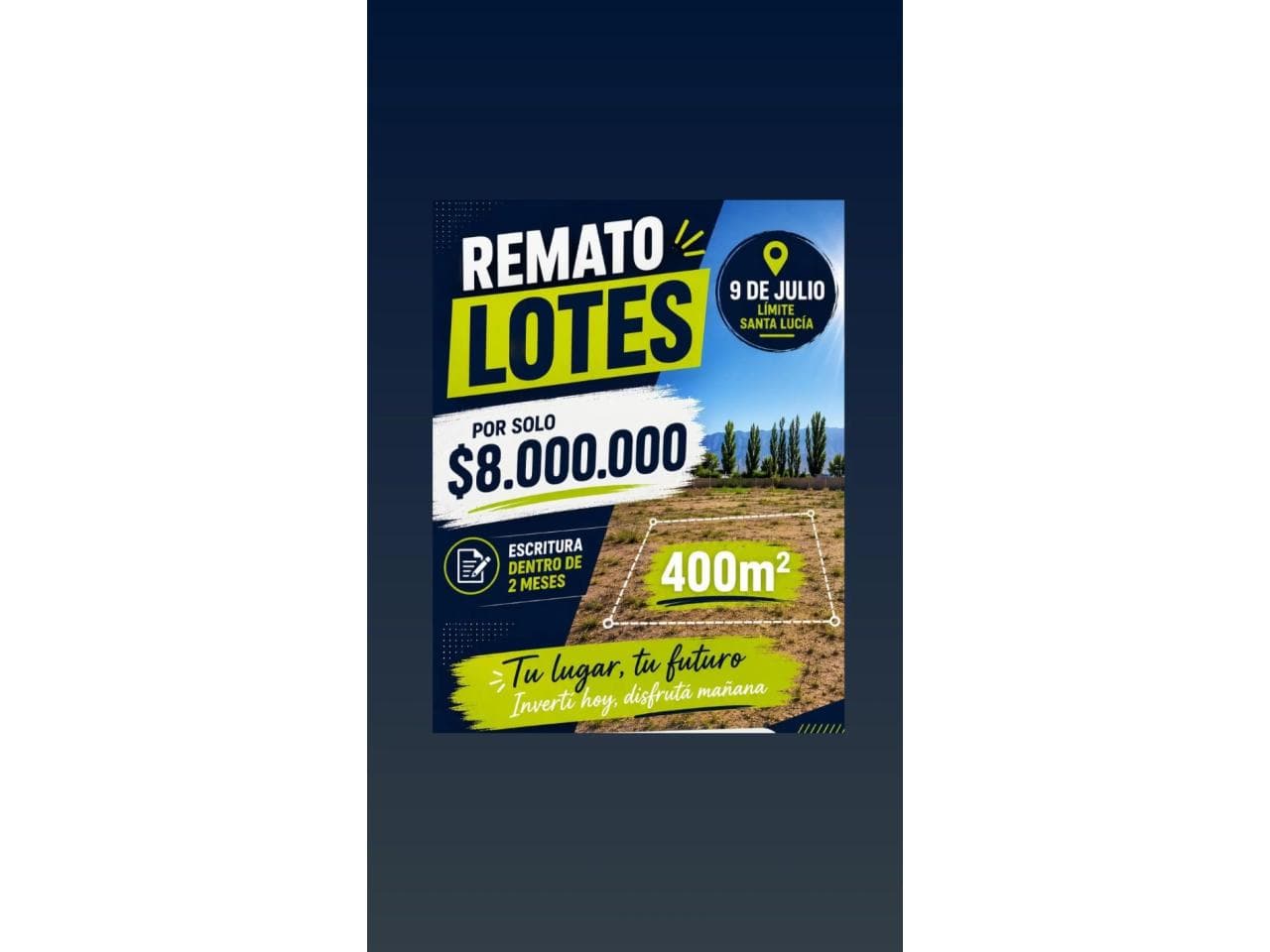 Venta. Lote 400m2 En 9 De Julio