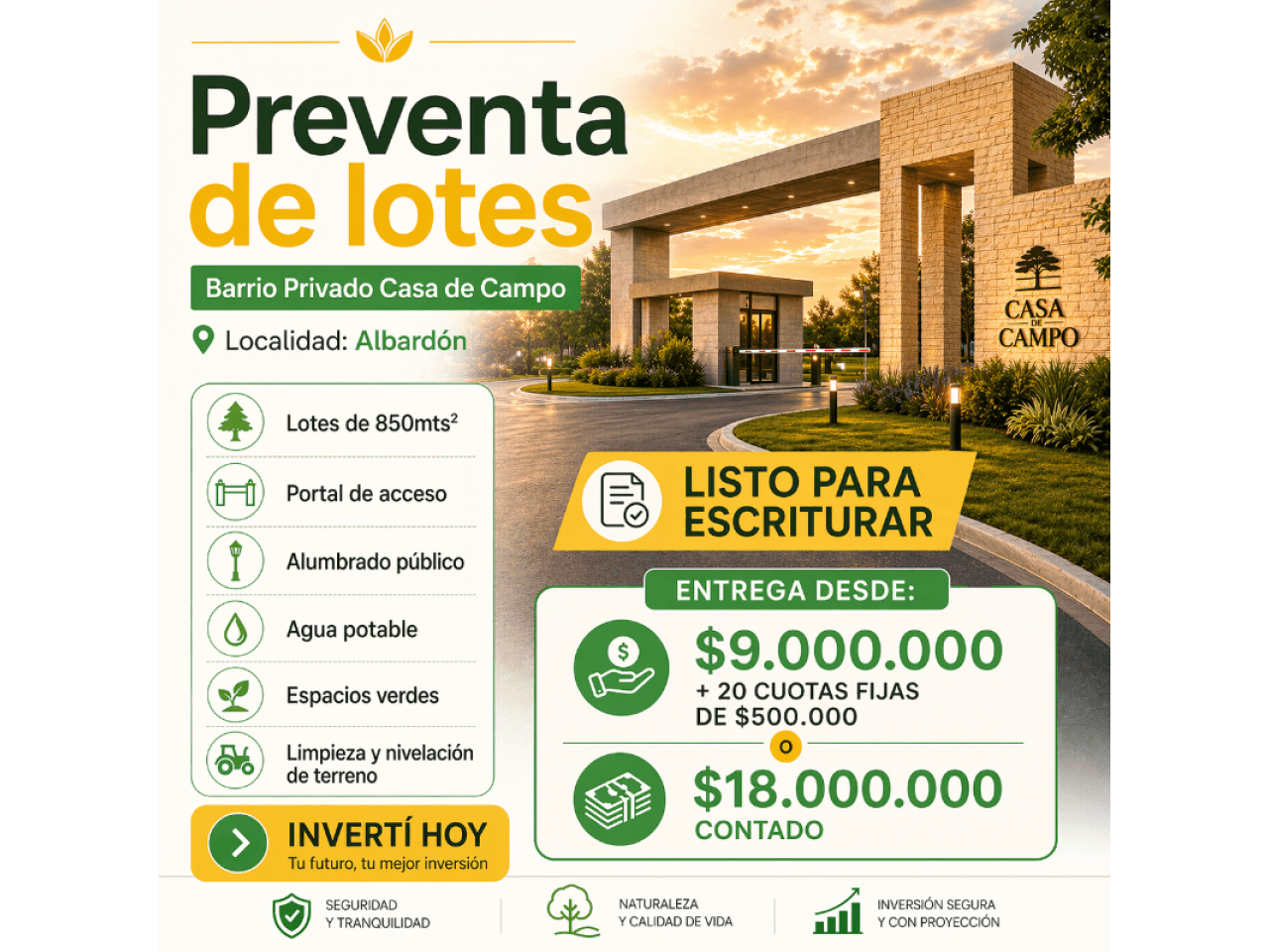 Venta Lotes En Barrio Privado Casa De Campo - Albardon