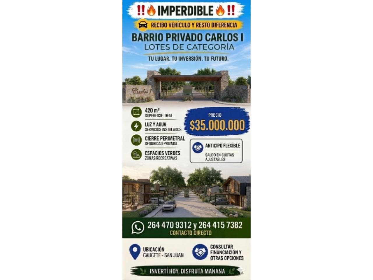 Venta Lote Barrio Privado Carlos I Caucete
