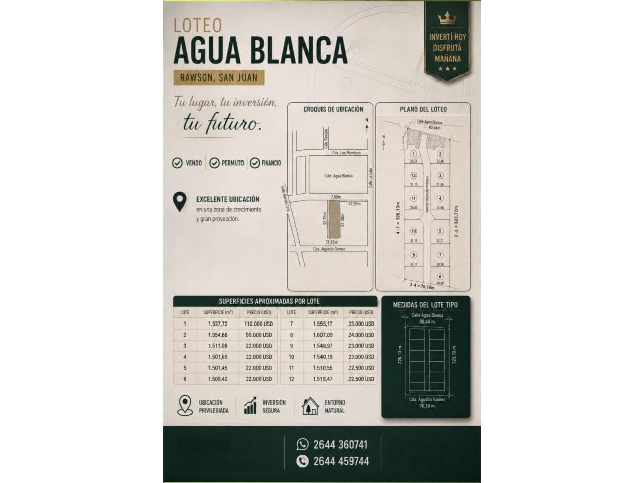 Vendo/ Financio Lotes Zona Del Bosque Rawson