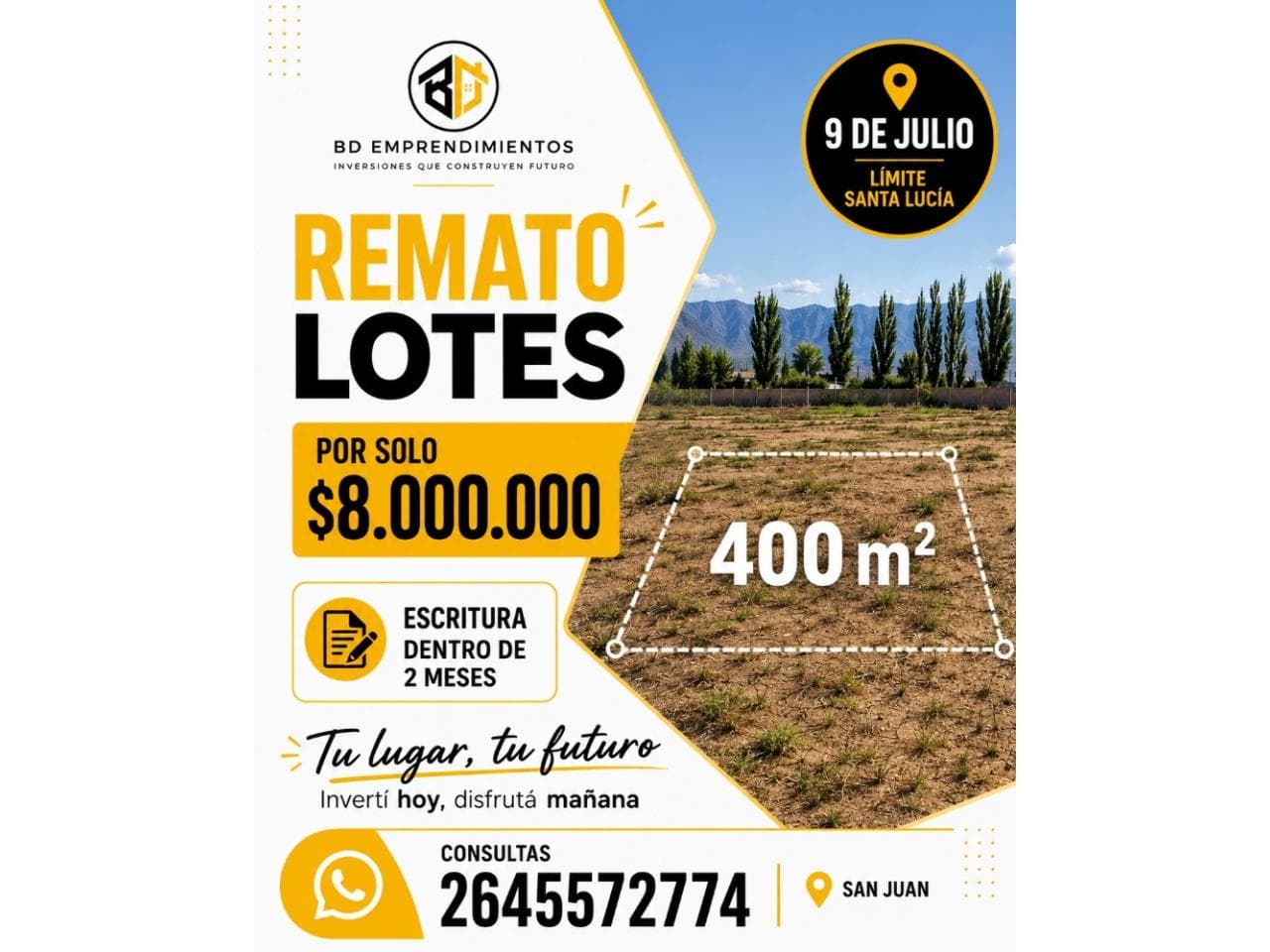 Venta De Lote De 400m2 En 9 De Julio