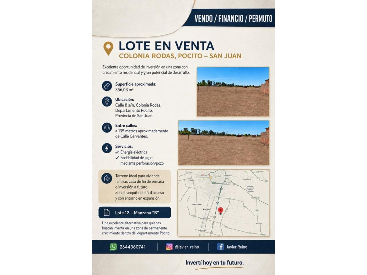 Lote En Venta  Colonia Rodas, Pocito  San Juan