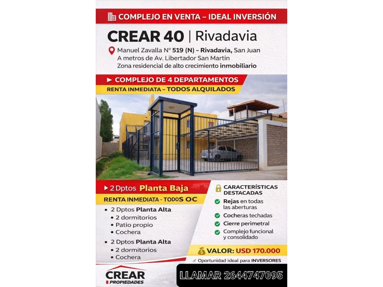 Venta Complejo 4 Departamentos De 2 Dormitorios  Un Baño Dos Dtos Con Patio Cocheras