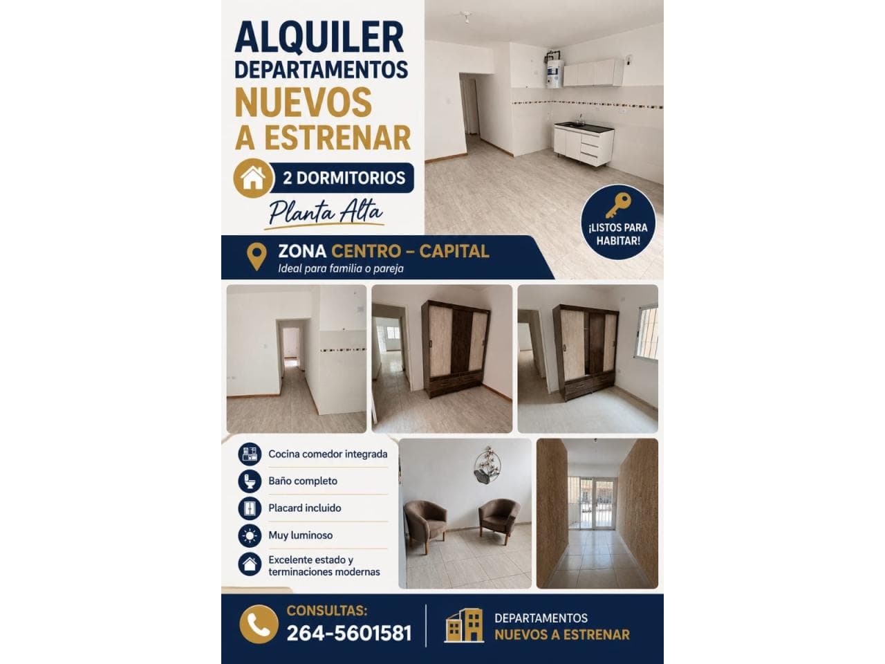 Alquiler Departamento A Estrenar 1 Y 2 Habitaciones Capital