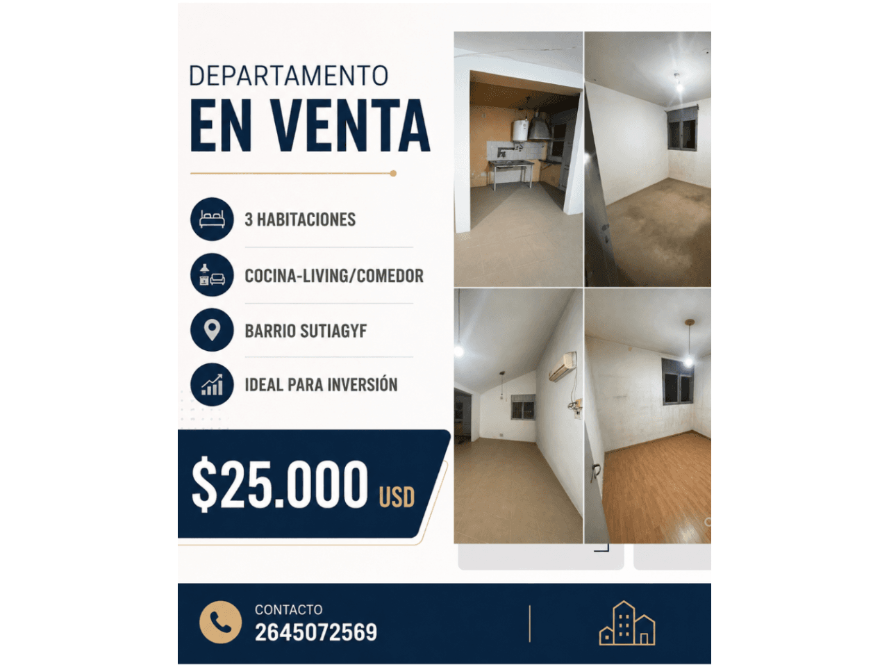 Venta. Departamento 3 Habitaciones Barrio Sutiagyf