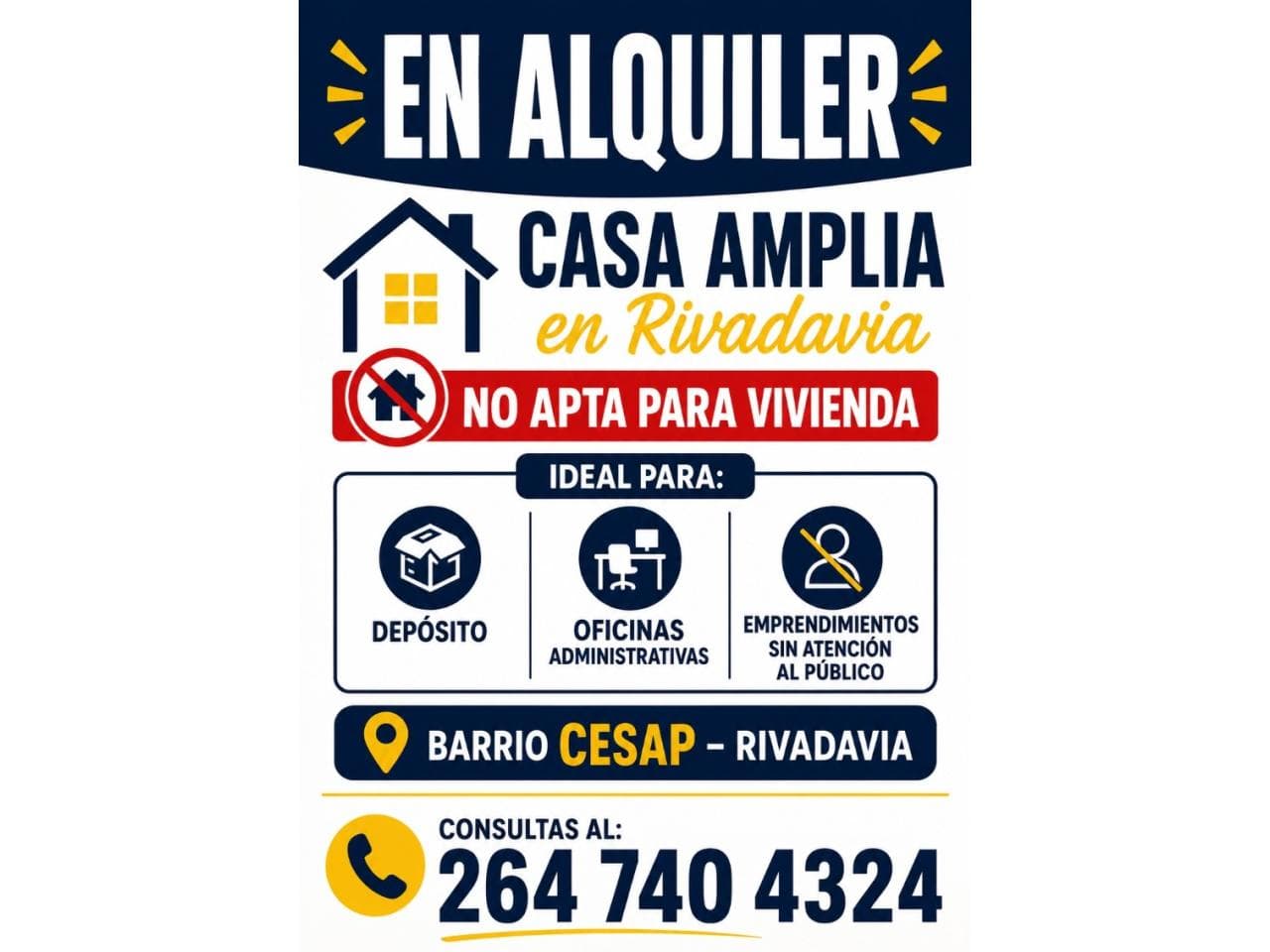 Alquiler Casa Amplia En Rivadavia