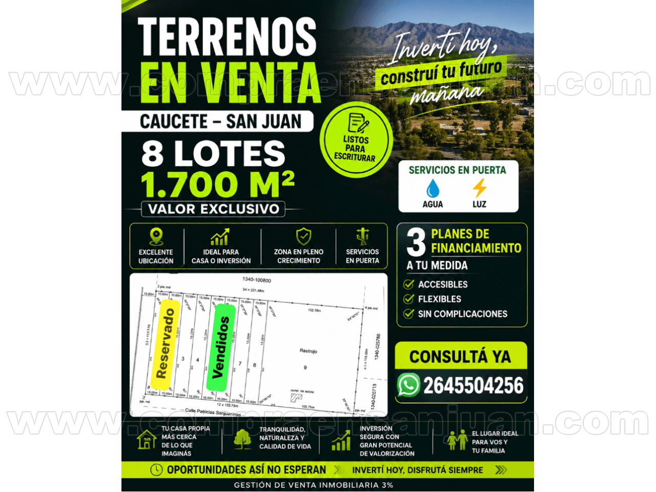 Venta De Lotes Caucete 1700 M2