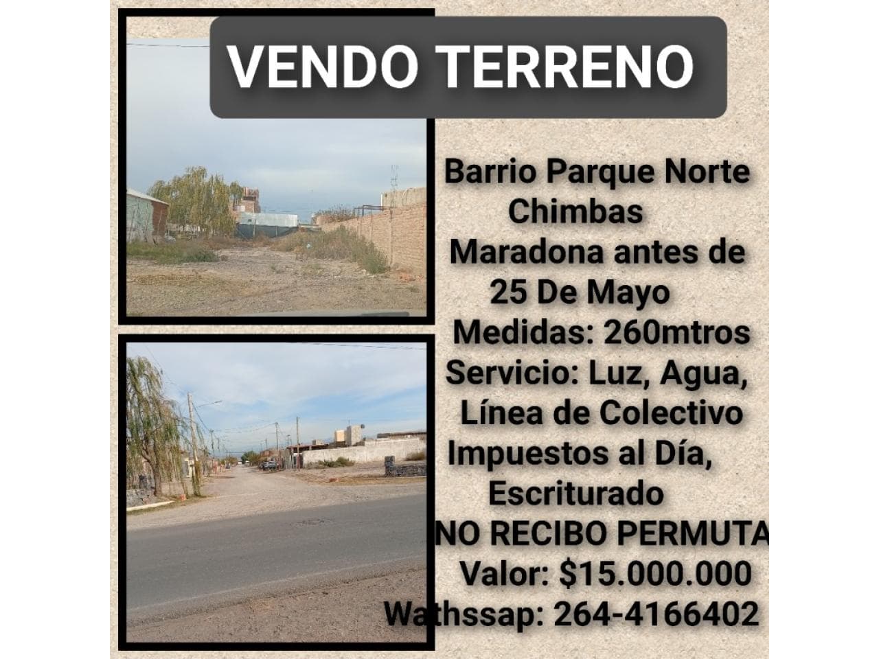 Vendo Terreno, Soy Titular, Todo Al Dia Escriturado. No Recibo Permutas