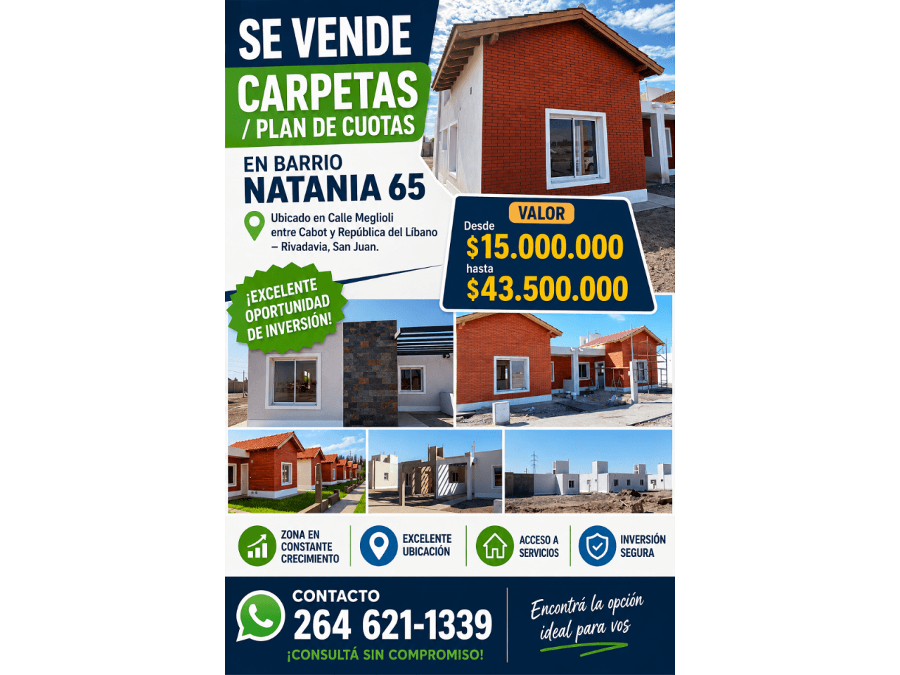 Venta Carpetas / Plan De Cuotas En Barrio Natania 65, Ubicado En Calle Meglioli Entre Cabot Y República Del Libano.