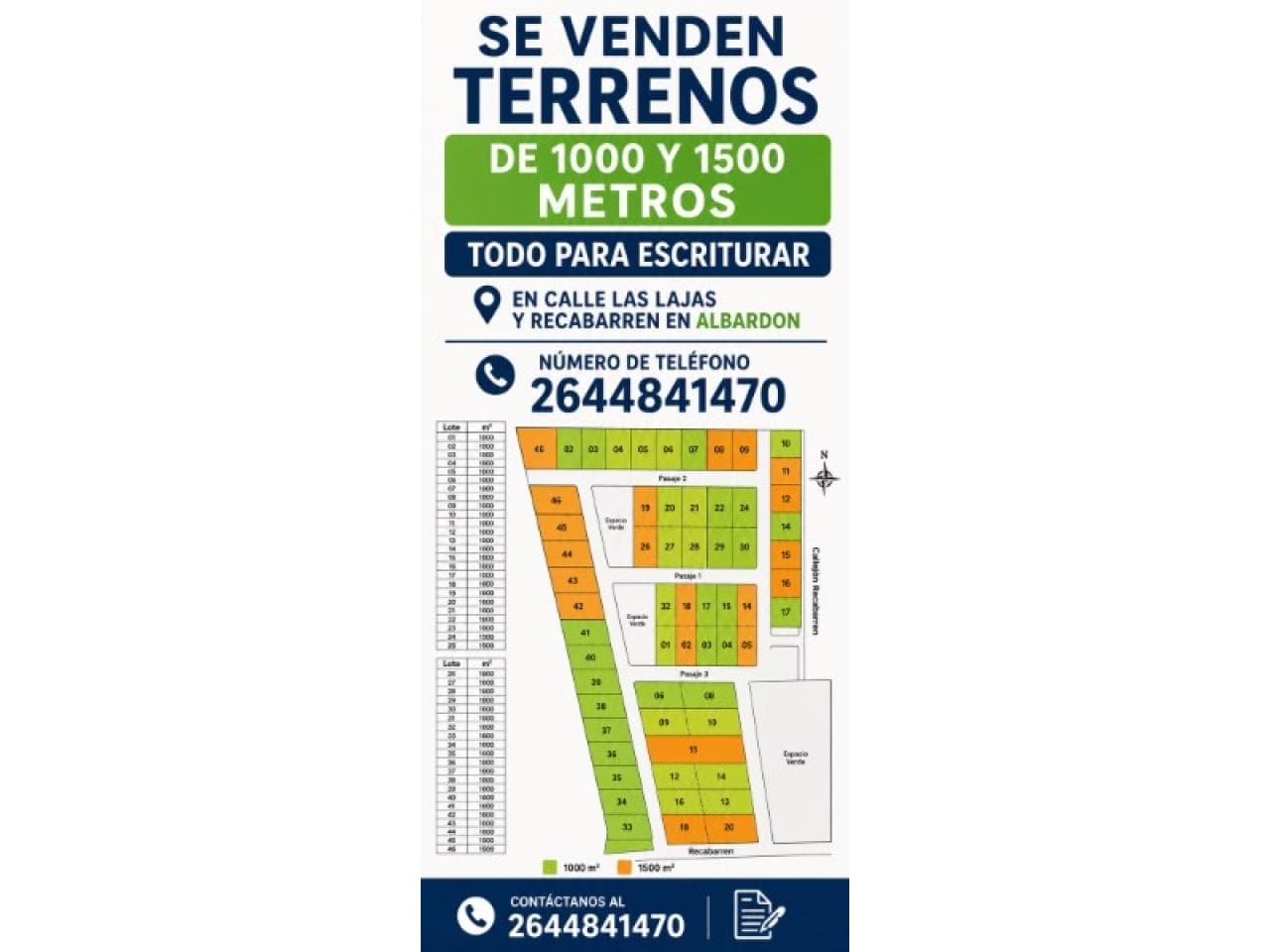 Venta Terrenos La Laja Y Recabarren  De 1000 Y 1500 Mts