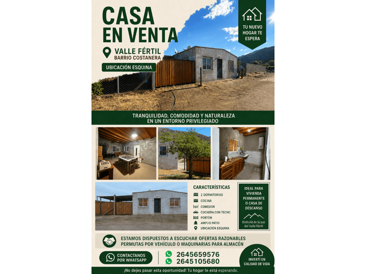 🏡✨ Casa En Venta  Valle Fértil | Barrio Costanera ✨🏡