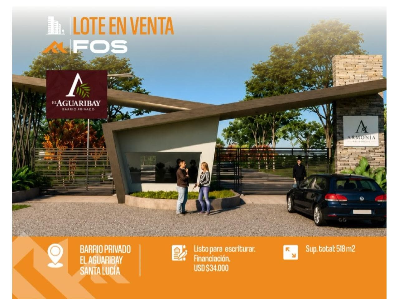 Venta - Lote 518m2 Barrio Privado El Aguaribay - Santa Lucía