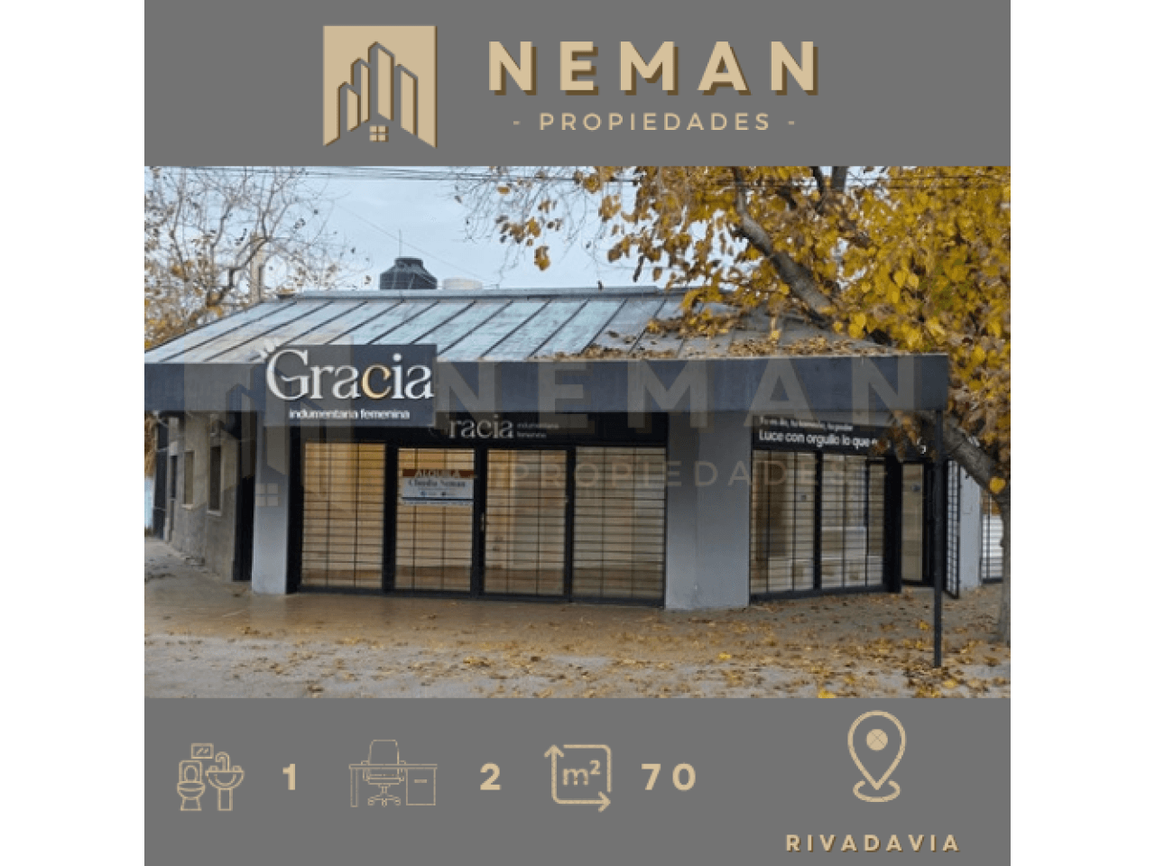 Alquilo Salón Comercial. Rivadavia