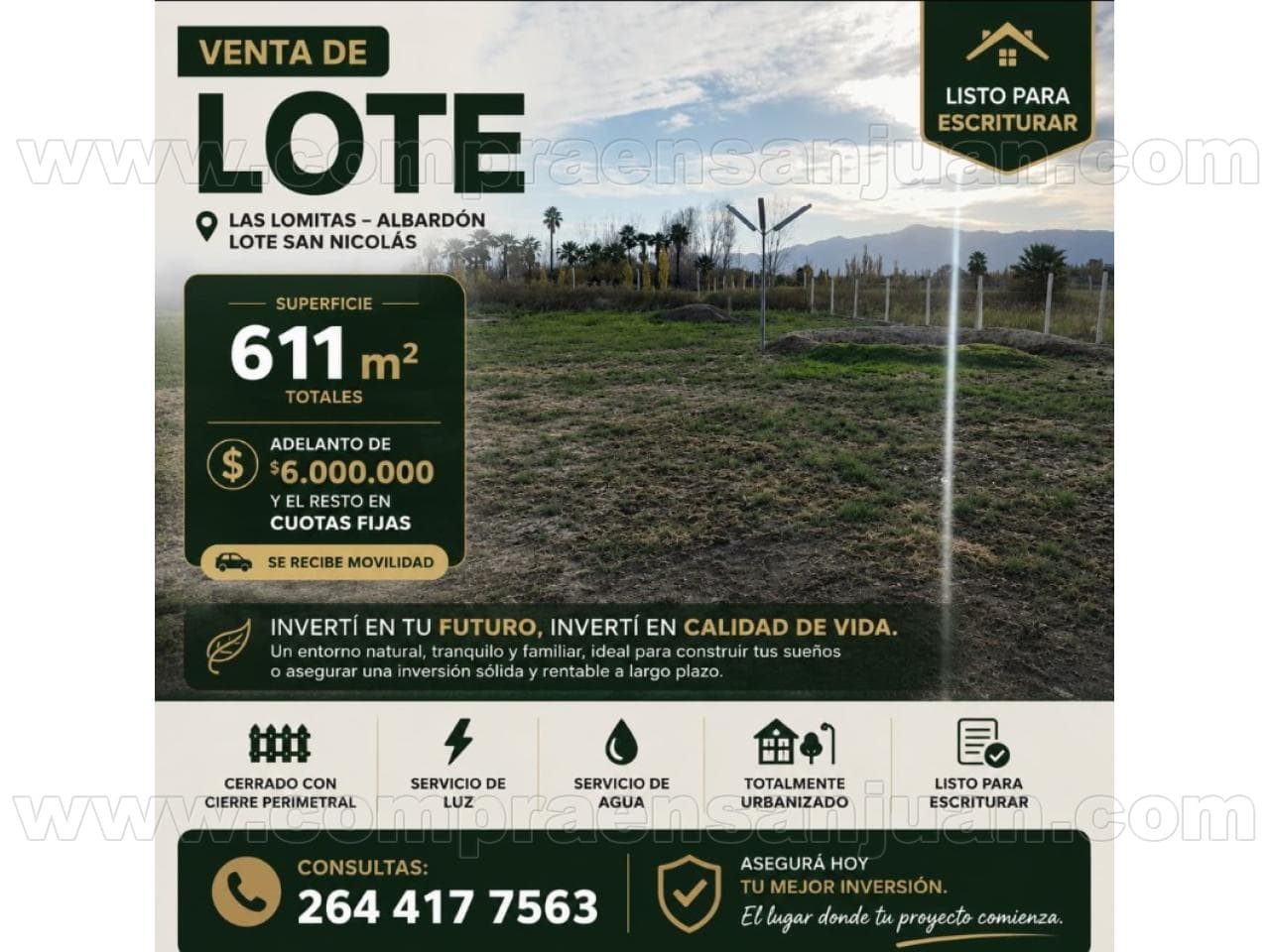 Vendo Lotes En Las Lomitas Albardon