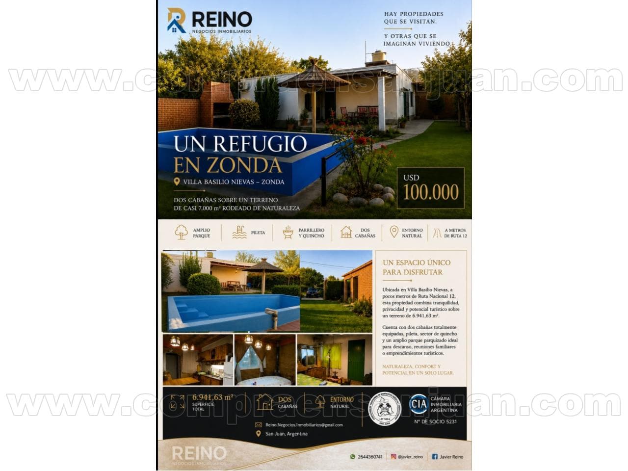 🏡 Venta Dos Cabañas En Zonda  Excelente Entorno Natural