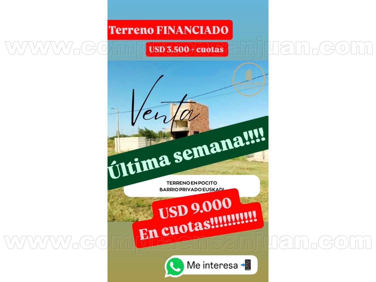 Venta. Terreno Financiado En Pocito