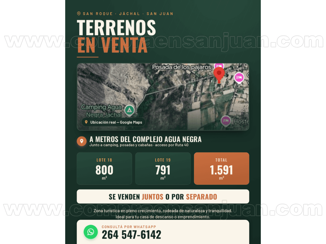 Venta Lotes En San Roque, Jáchal  A Metros Del Complejo Agua Negra