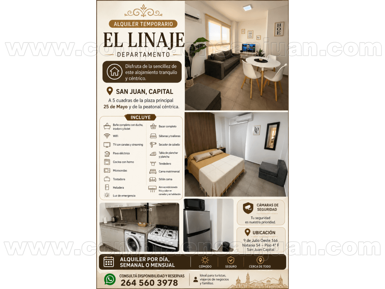 Alquiler. Departamento Temporal "el Linaje" Capital
