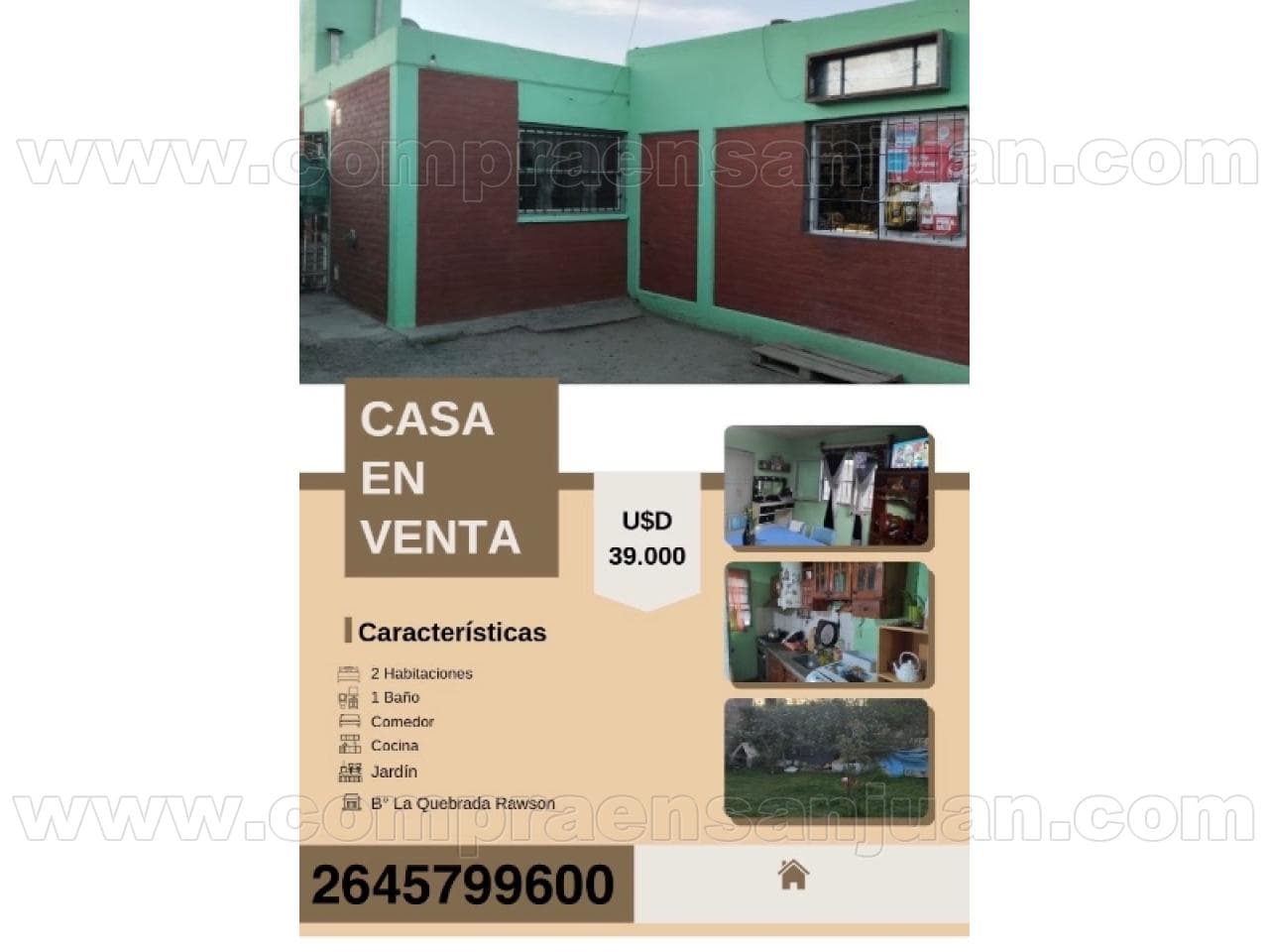 Casa De 2 Dorm En Ba La Quebrada, Rawson.