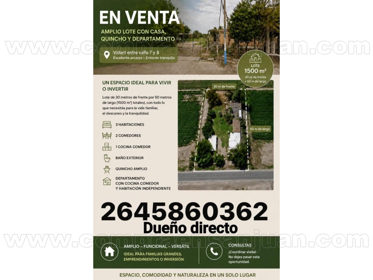 Venta. Casa Amplia Con Terreno 30m X 50m Dueño. Pocito
