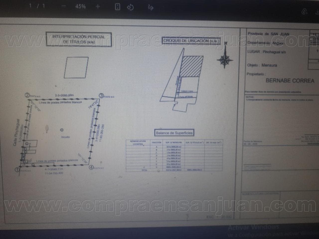 Venta. Campo En Angaco Calle Pinchagual 300 Hectareas