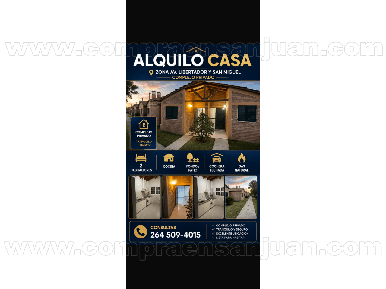 Alquiler Casa, Dos Habitaciones, Zona Avenida Libertador Y San Miguel Rivadavia