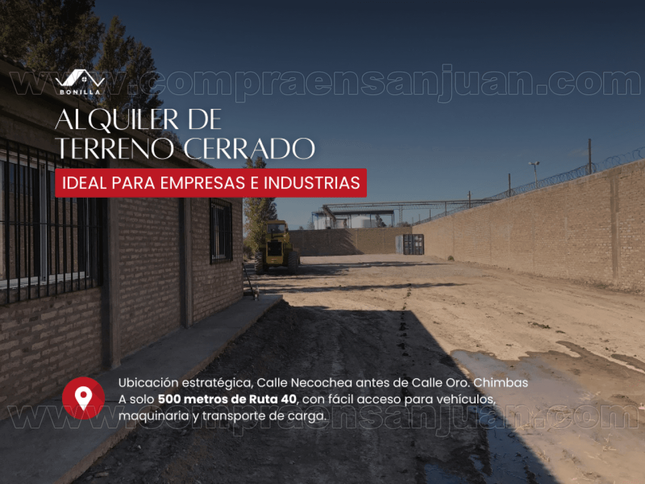 Alquiler Terreno Cerrado, Ideal Para Empresas E Industrias. Chimbas